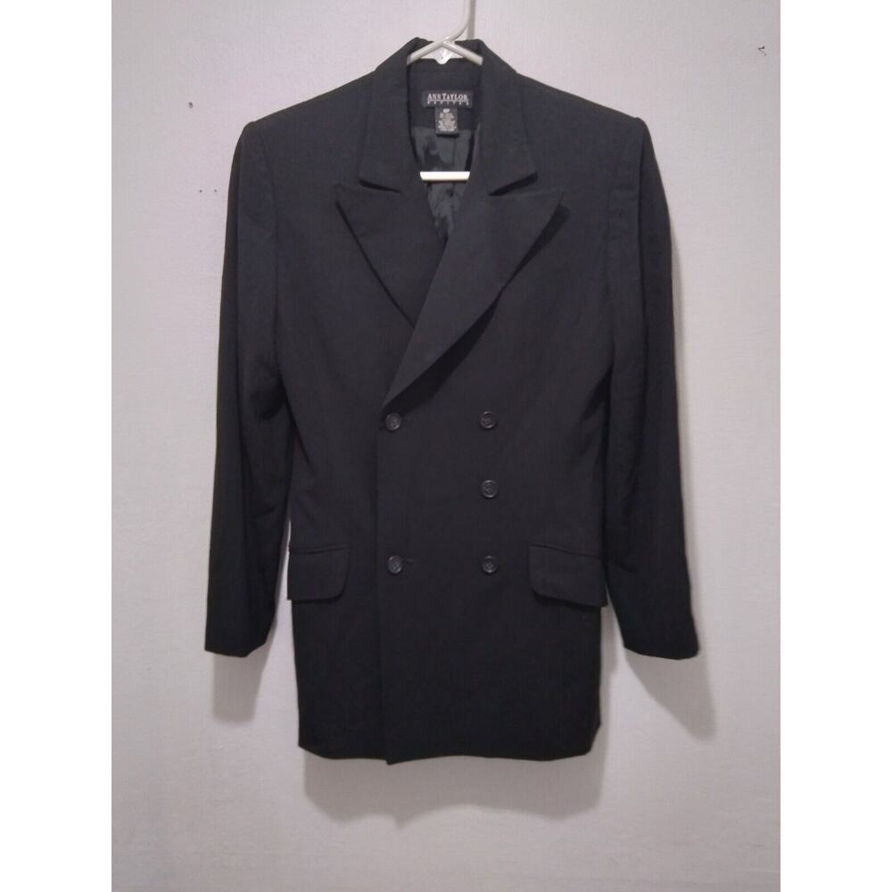 Ann Taylor 4P Black Double Breasted Wool Blazer